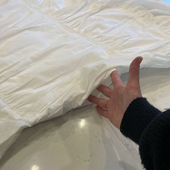 Xirena 100% Cotton White Tiered Flutter Sleeve Prairie Cottagecore Dress XS - Picture 10 of 11